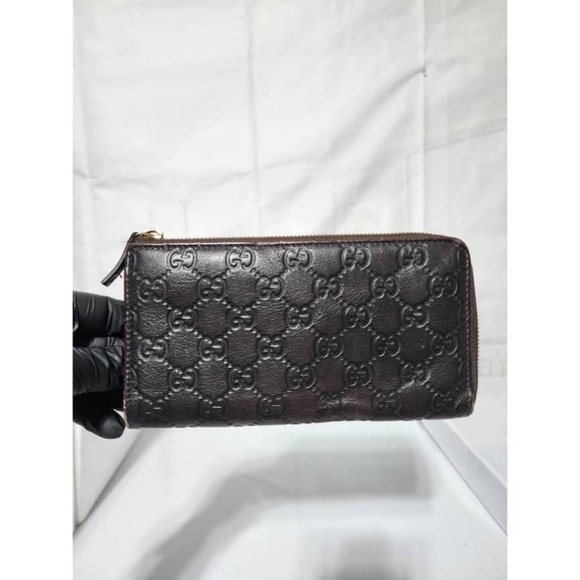Authentic Gucci Leather Zip Wallet Chocolate Brown - Picture 1 of 10